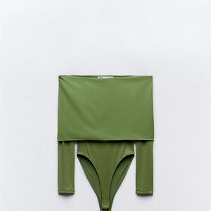 NWOT  Zara Apple Green color  off the shoulder bodysuit